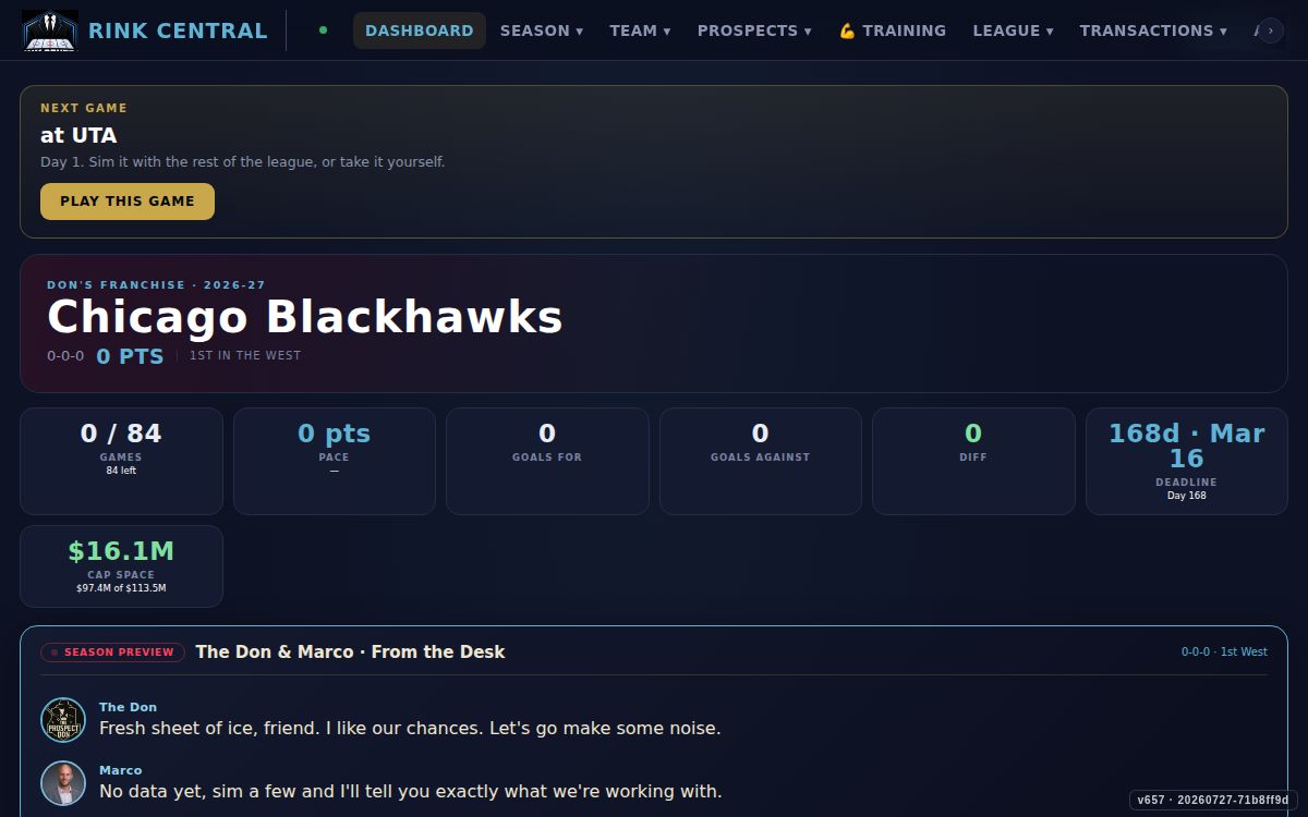 Franchise Manager - the GM dashboard